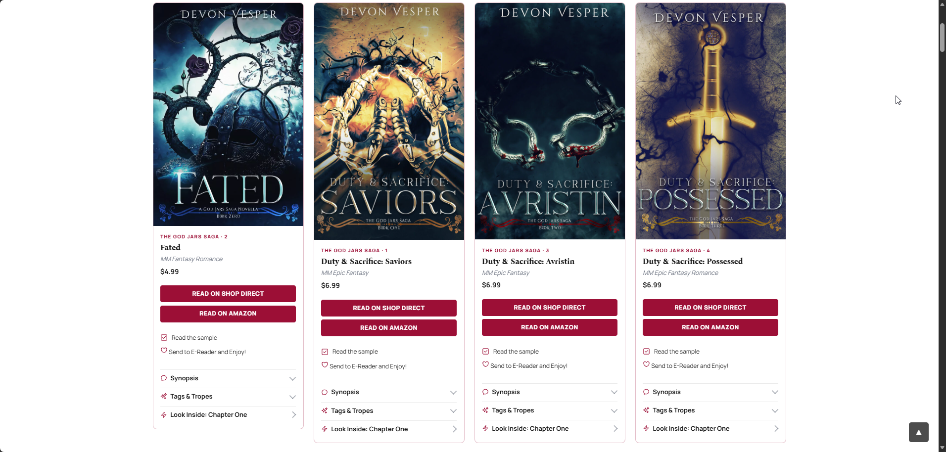 Responsive book cards displayed in a four-column grid.
