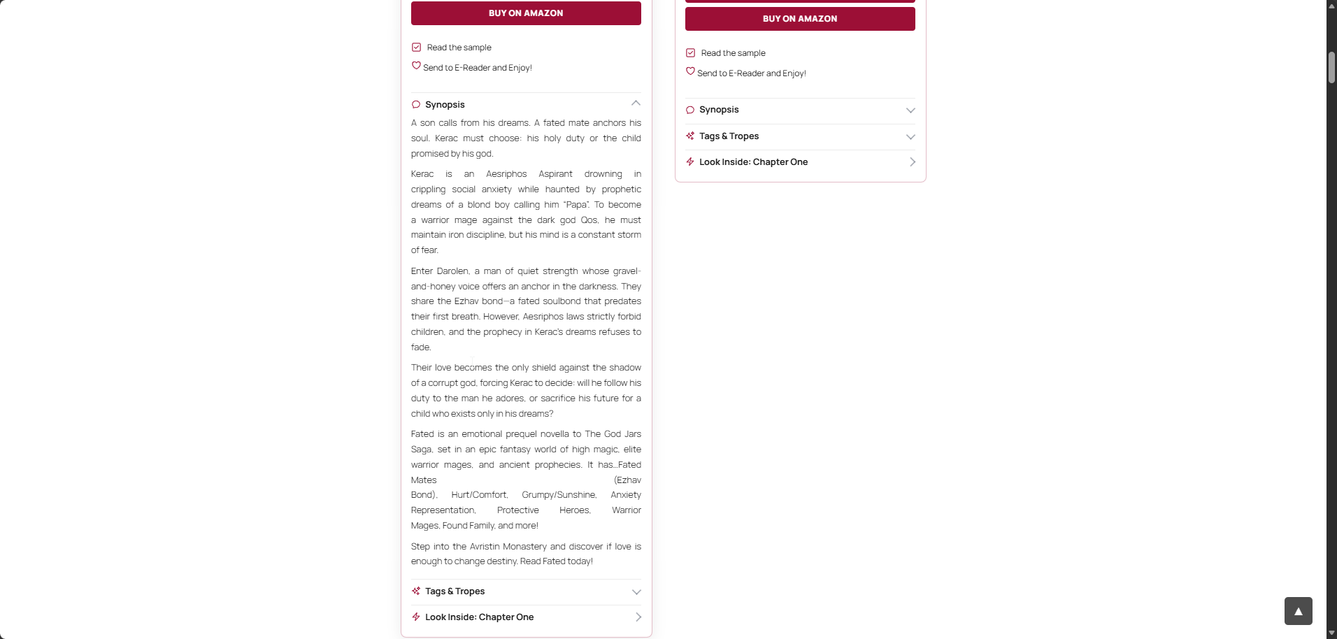 Readers can expand the Synopsis accordion without leaving the page.