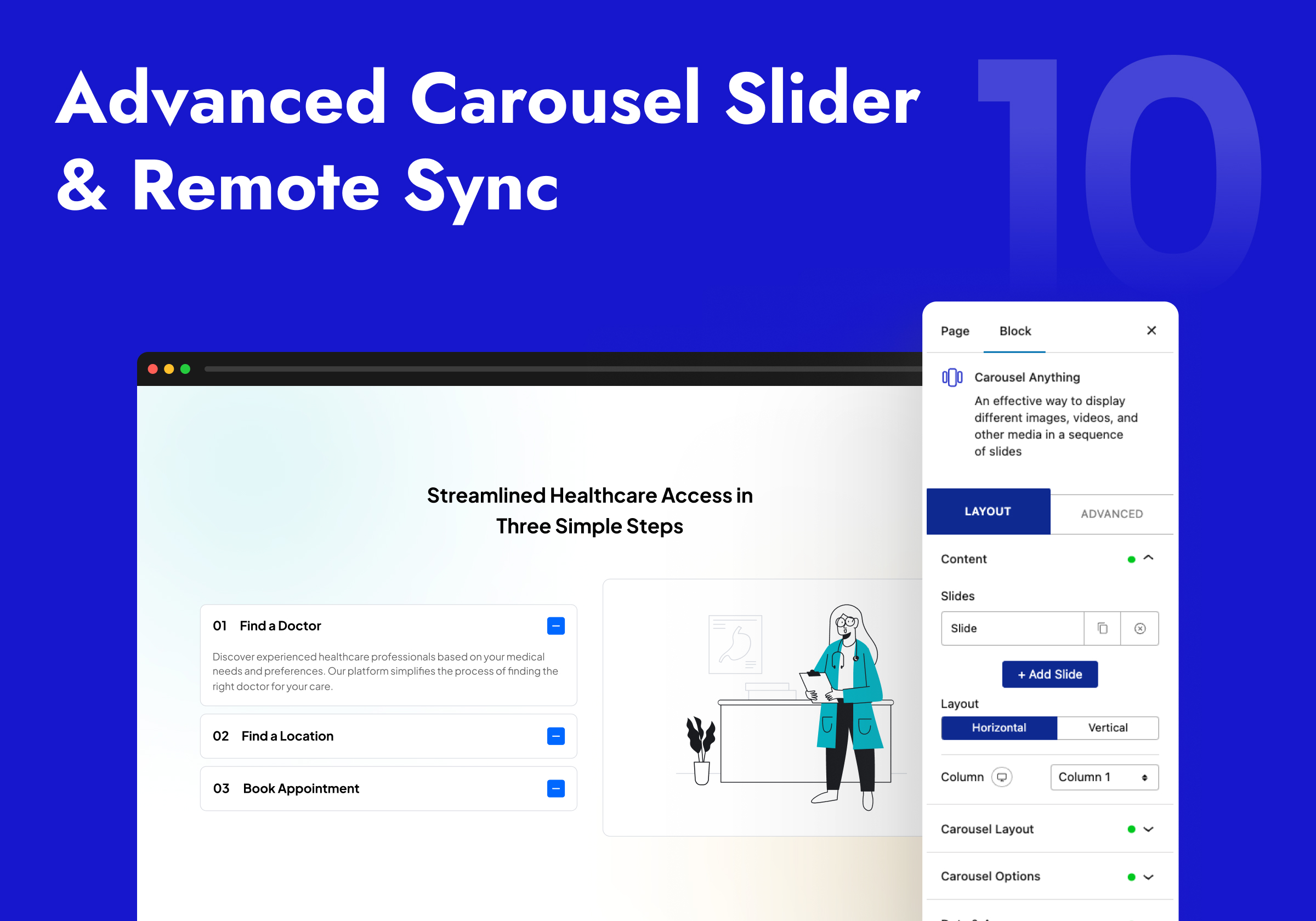 Most Advanced Carousel Slider with Remote Connection with Accordion, Tabs, etc.
