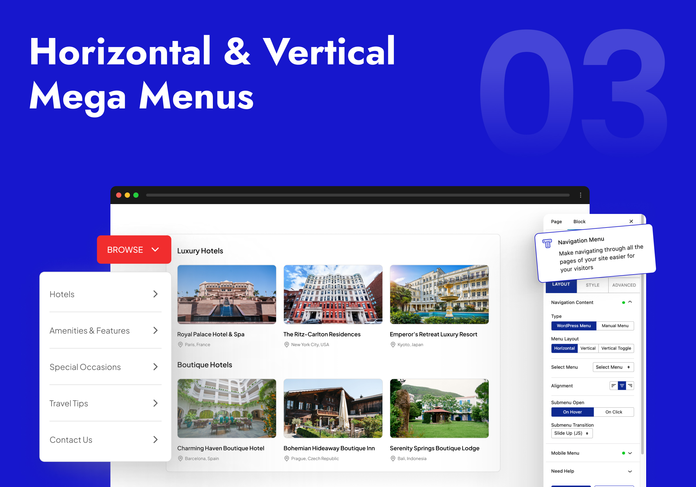 Horizontal & Vertical Mega Menu Builder