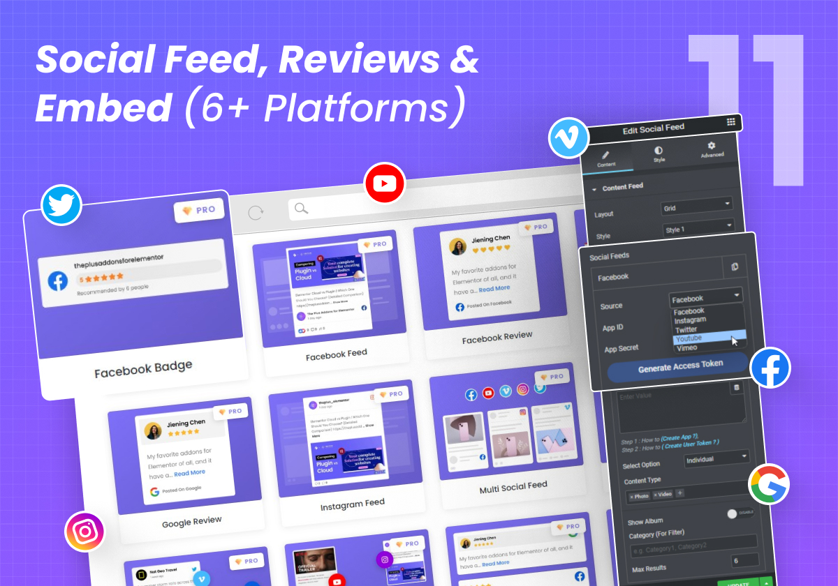 Social Feed, Reviews & Embed (6+ Platforms)