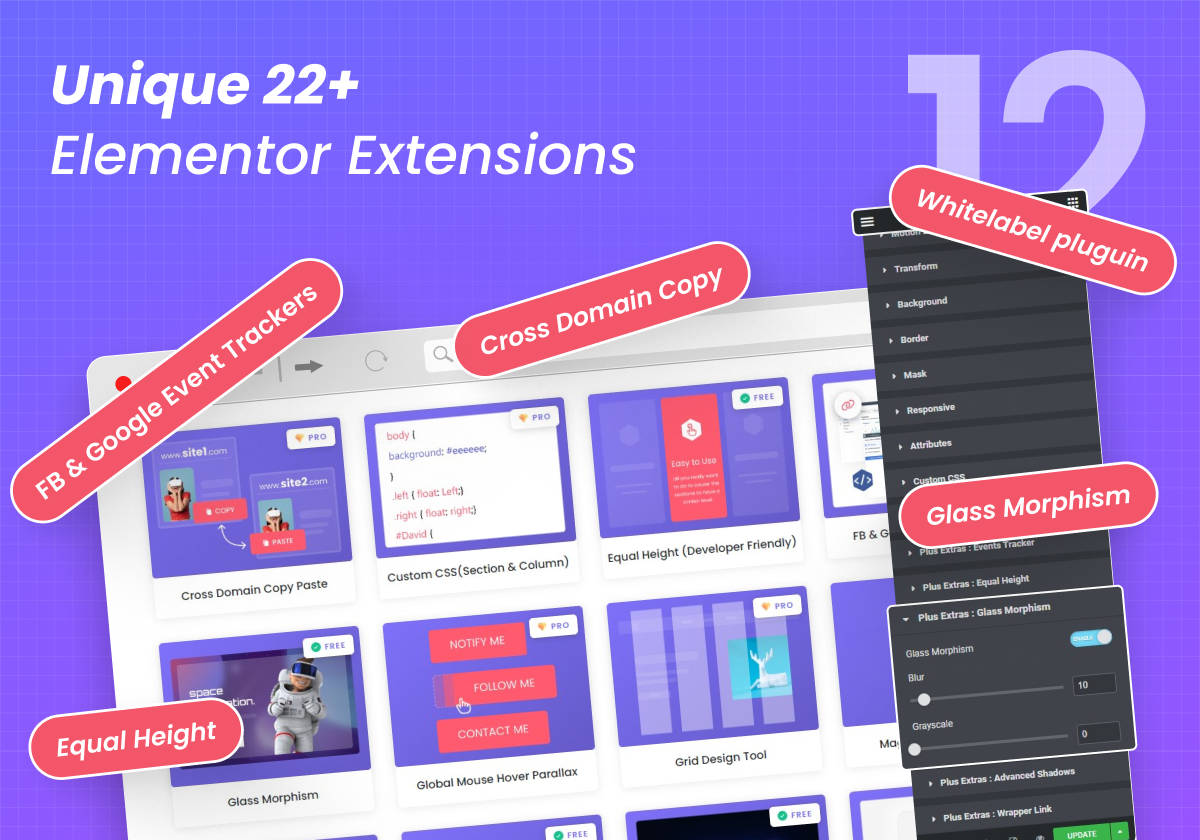 Unique 22+ Elementor Extensions