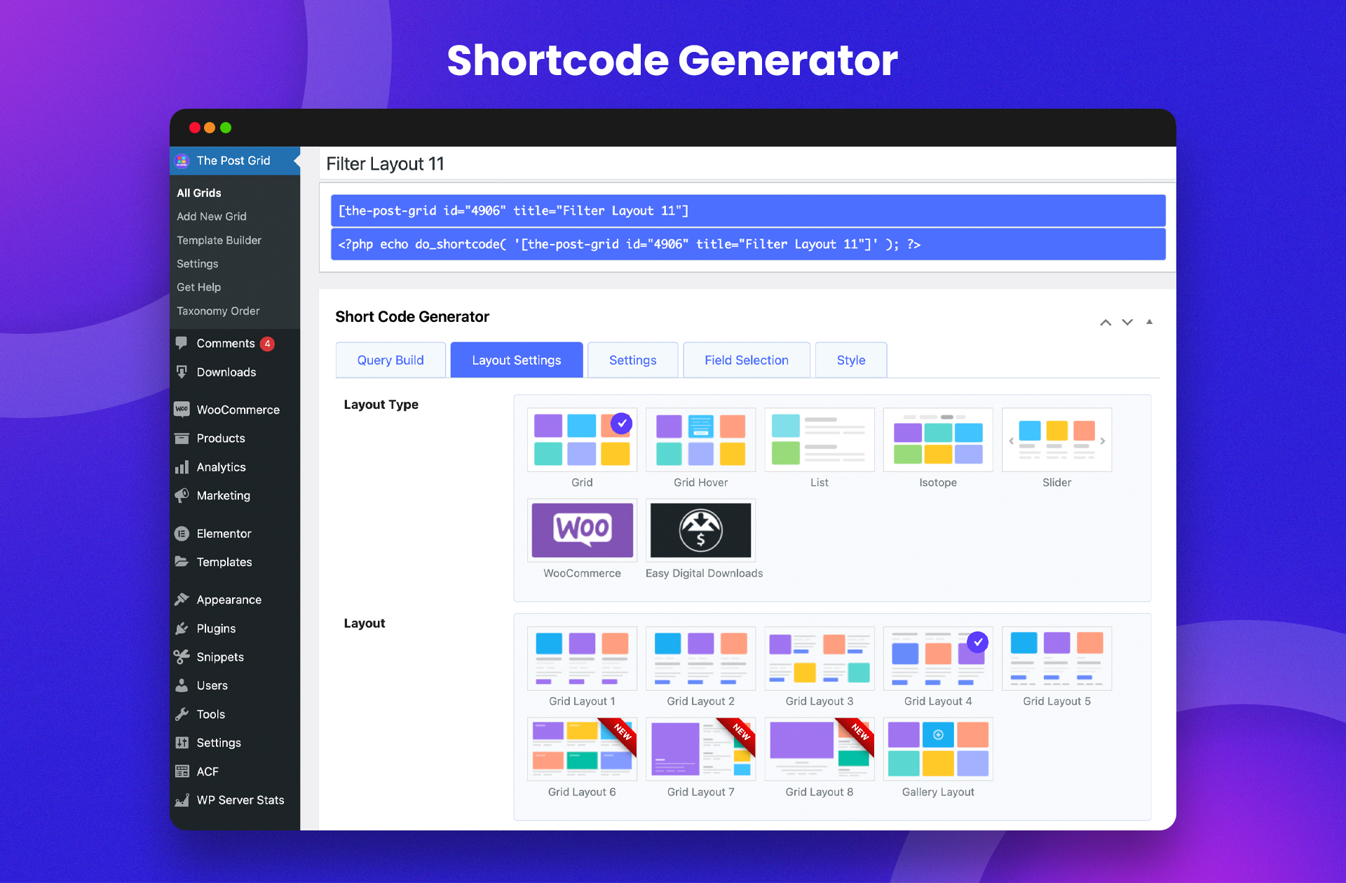 Shortcode Generator