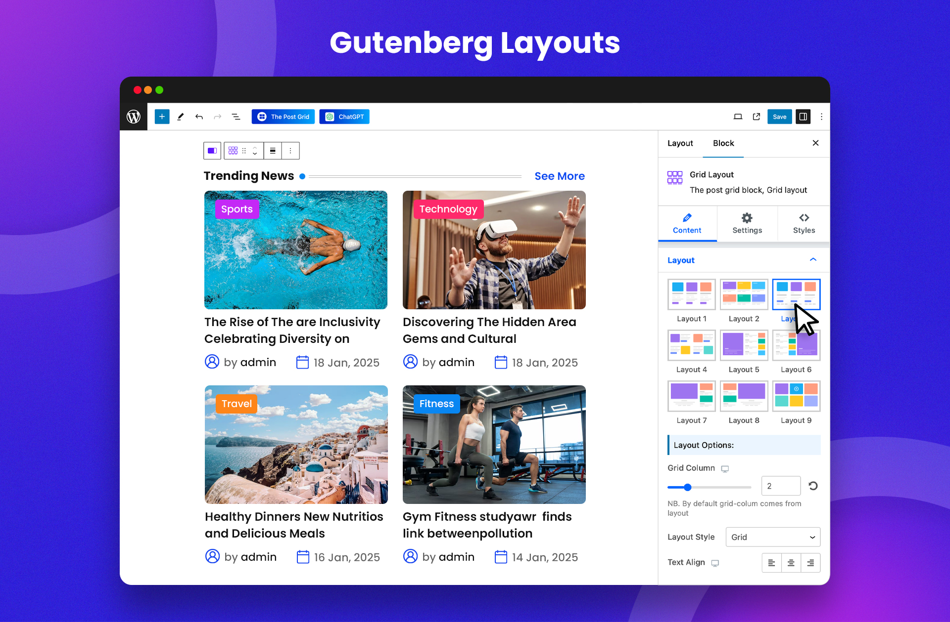 Grid layouts gutenberg