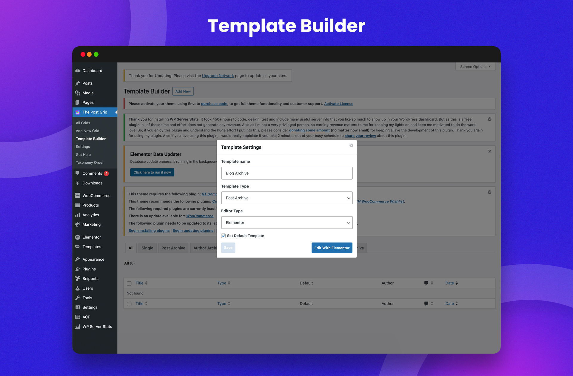 Archive page builder