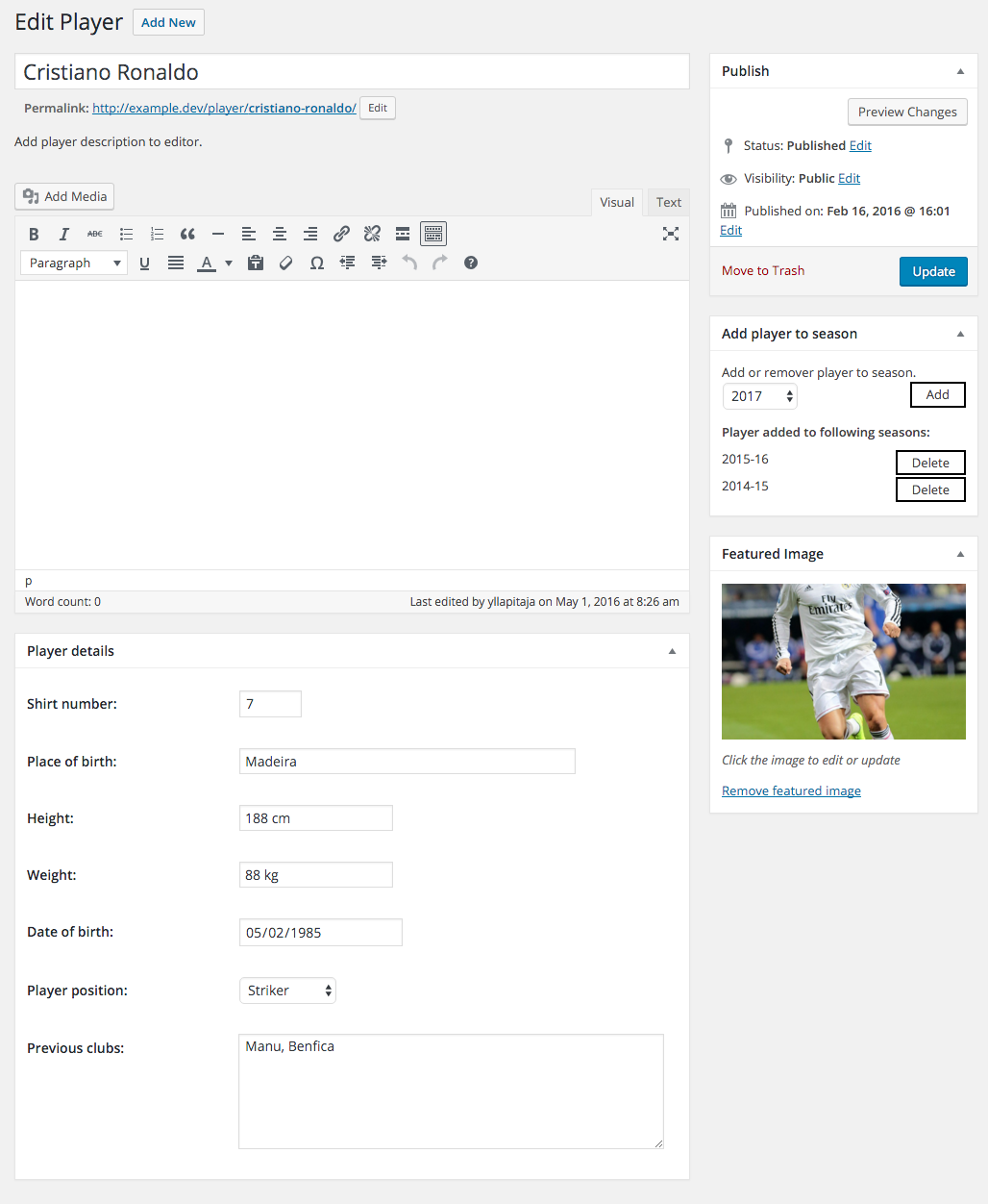 Adding player data