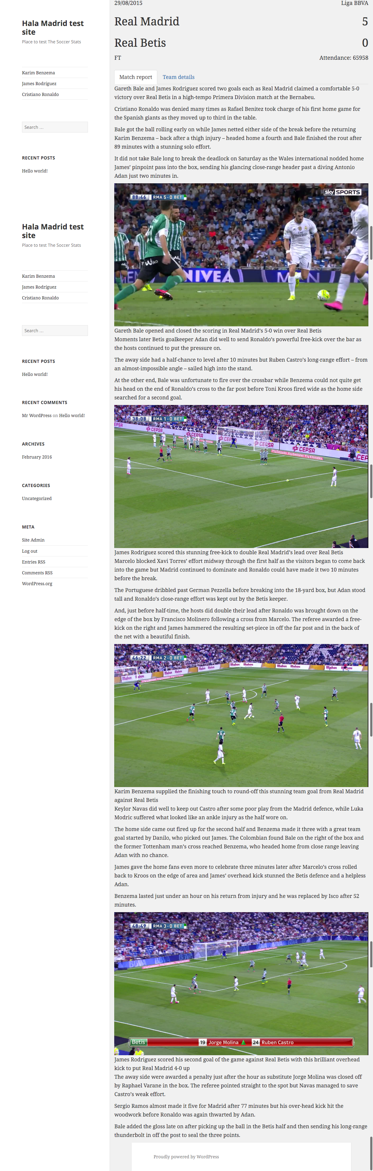 Default match template using twenty fifteen theme