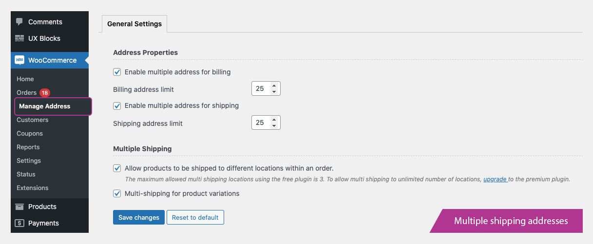 Enable multiple addresses.
