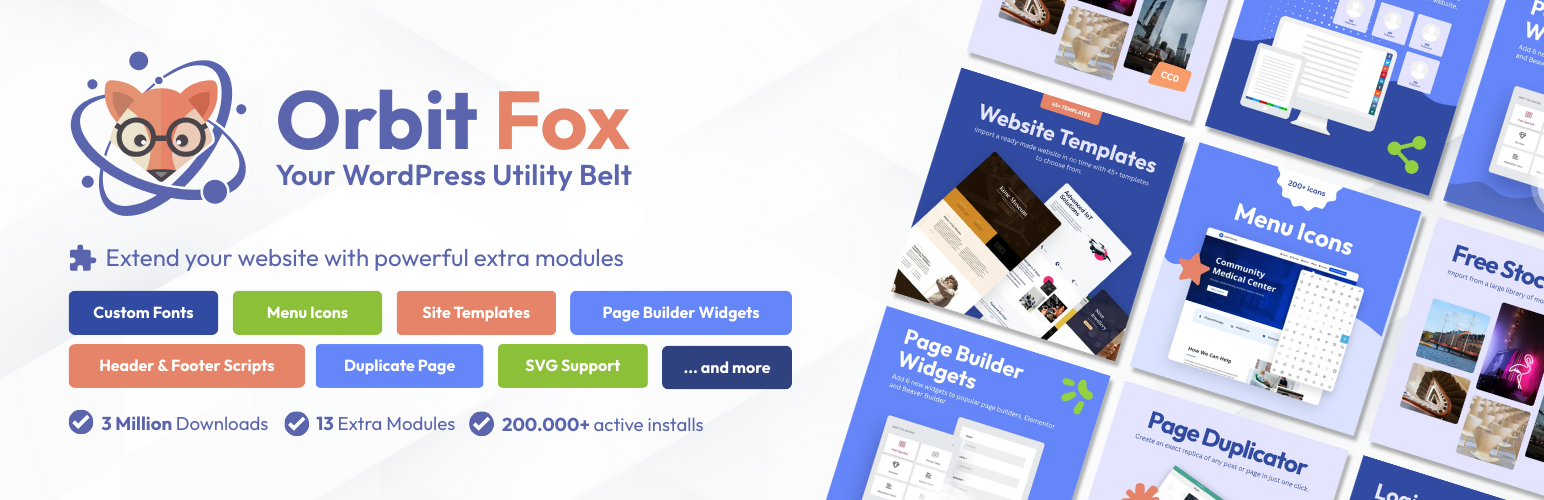 Orbit Fox: Duplicate Page, Menu Icons, SVG Support, Cookie Notice, Custom Fonts & More