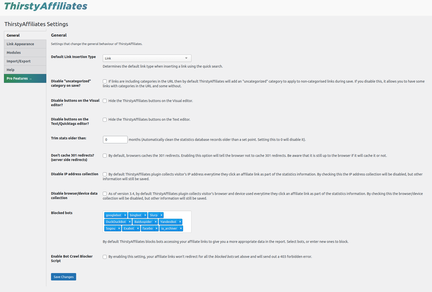 Settings Page