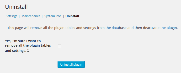 Uninstall tab