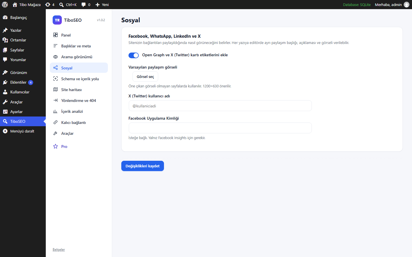 Social share settings