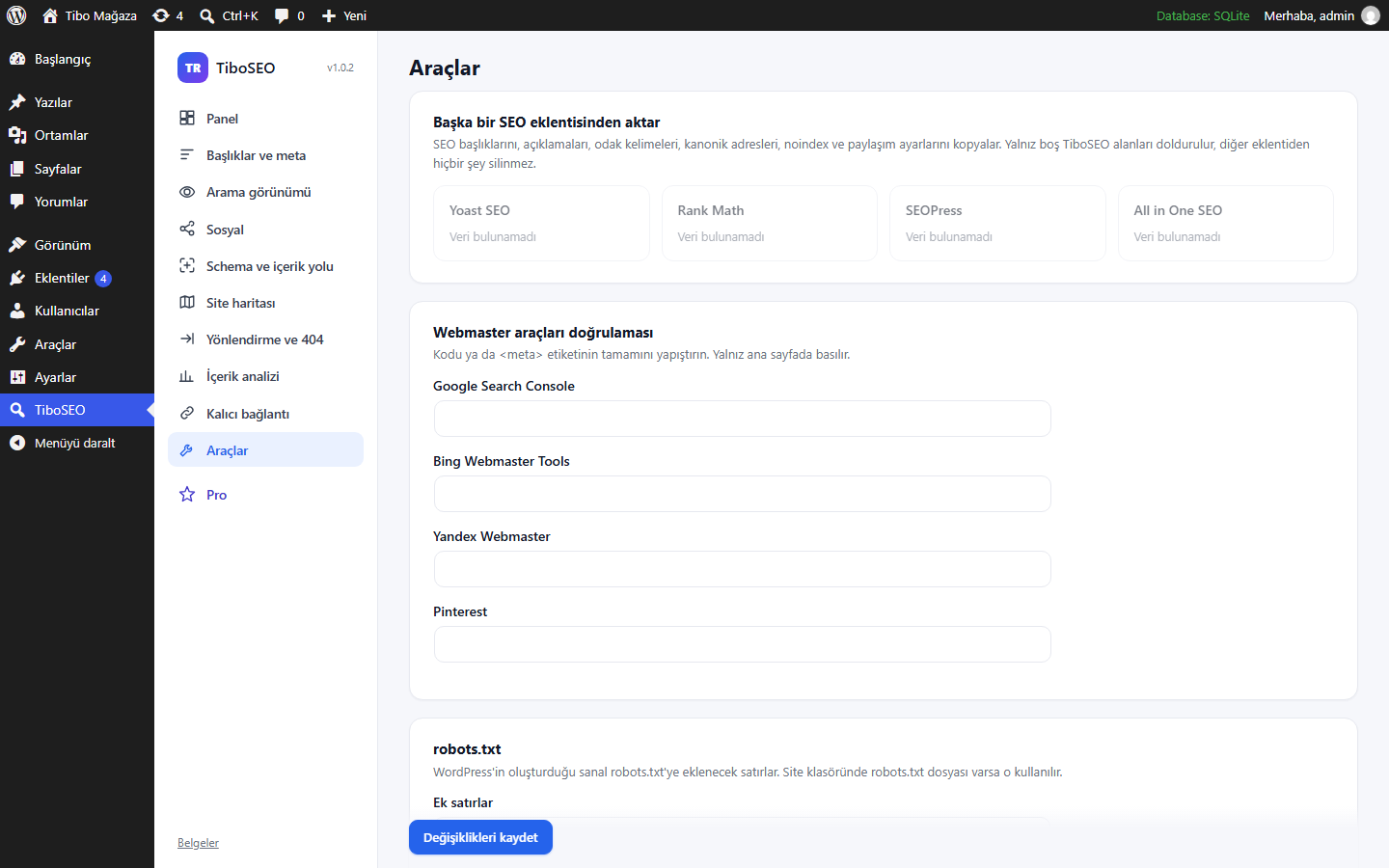 Import from another SEO plugin and webmaster tools