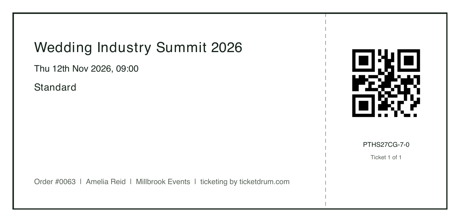 Each ticket is a PDF with its own QR code, attached to the confirmation email.