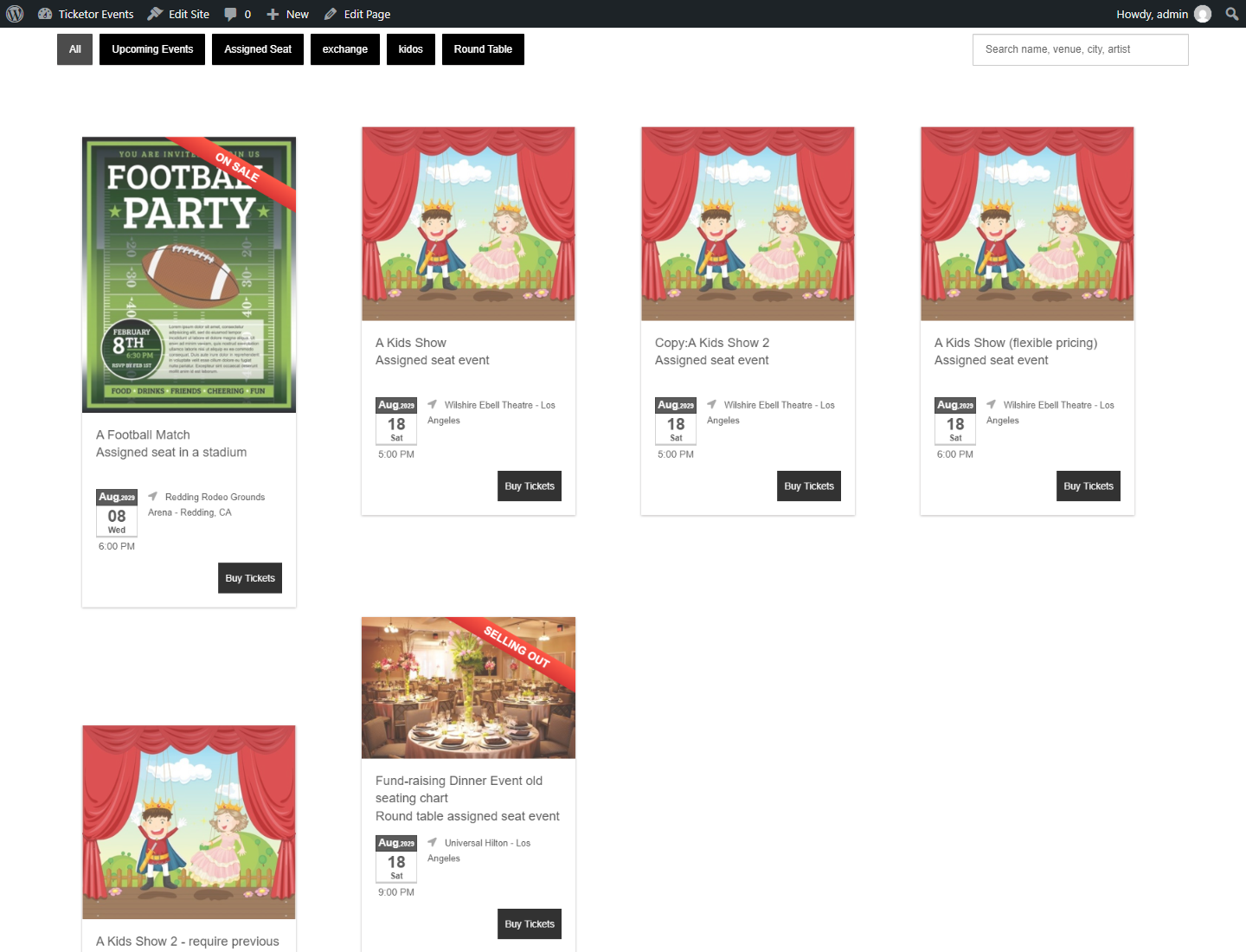 Display Ticketor's event list inside a WordPress website.