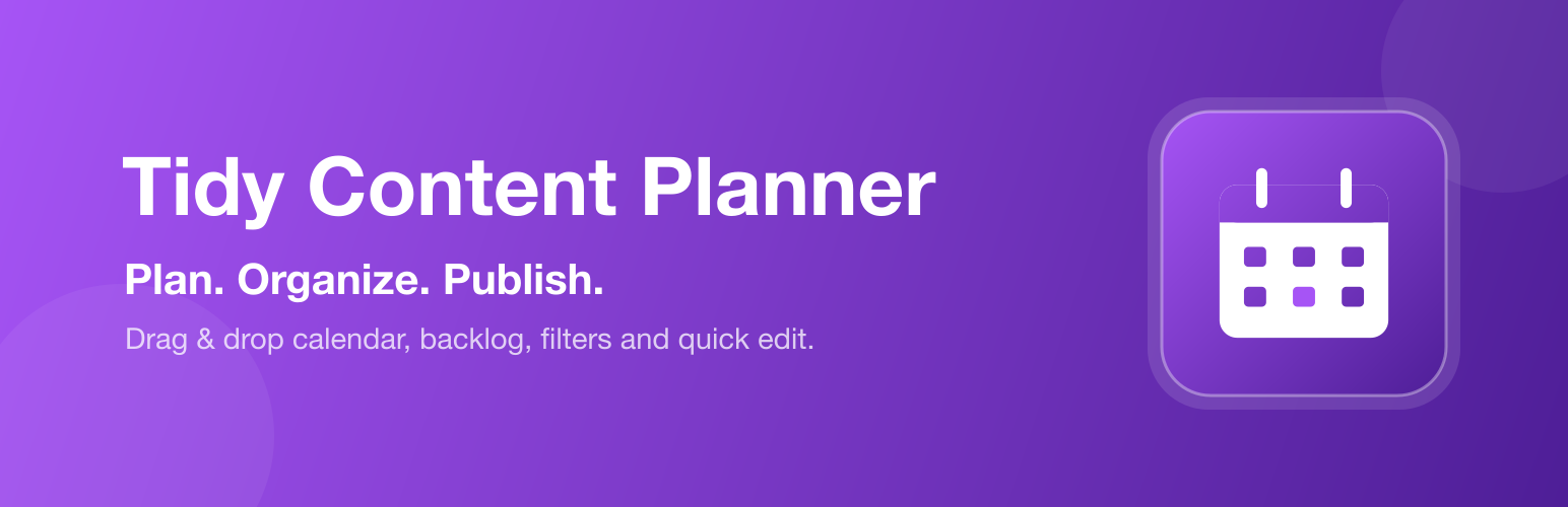 Tidy Content Planner – Editorial Calendar with Drag & Drop preview