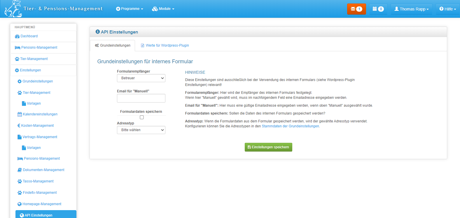 Konfiguration innerhalb des Tier-Management