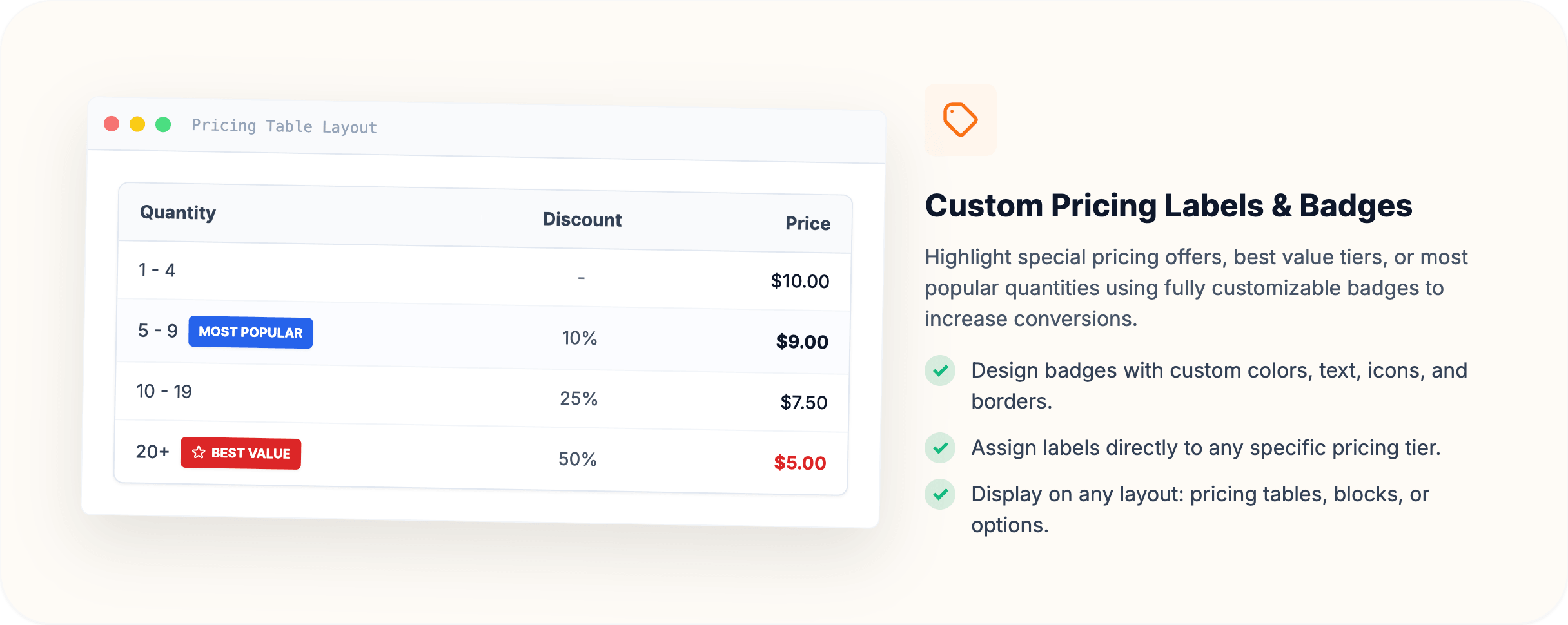 Tier labels and badges