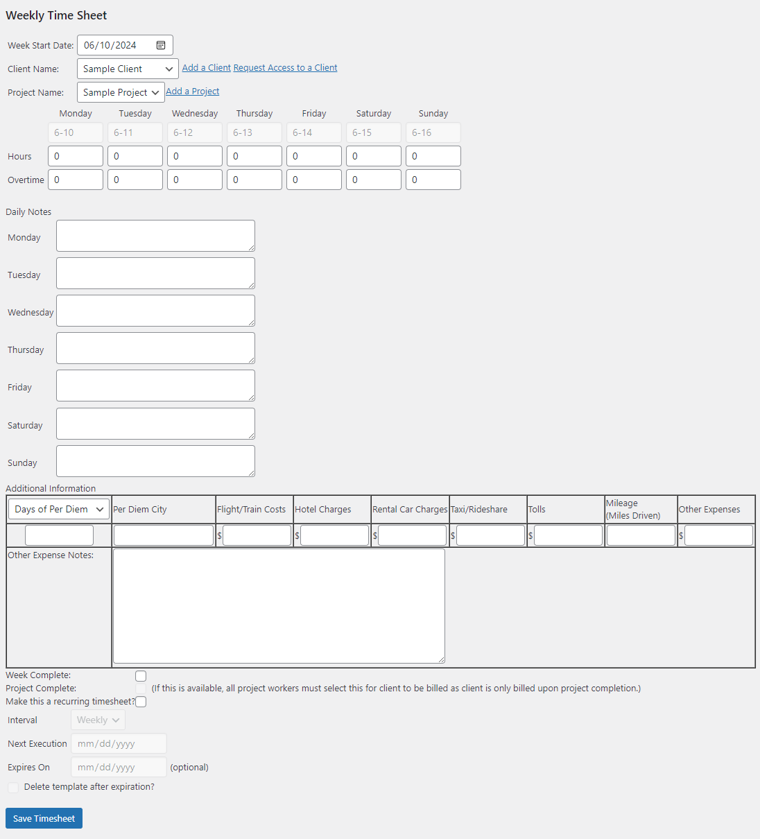 Time Sheets