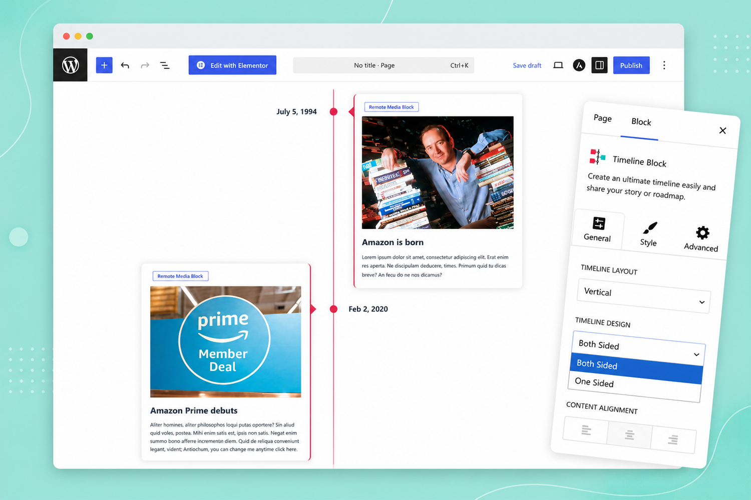 Gutenberg Timeline Block Preview