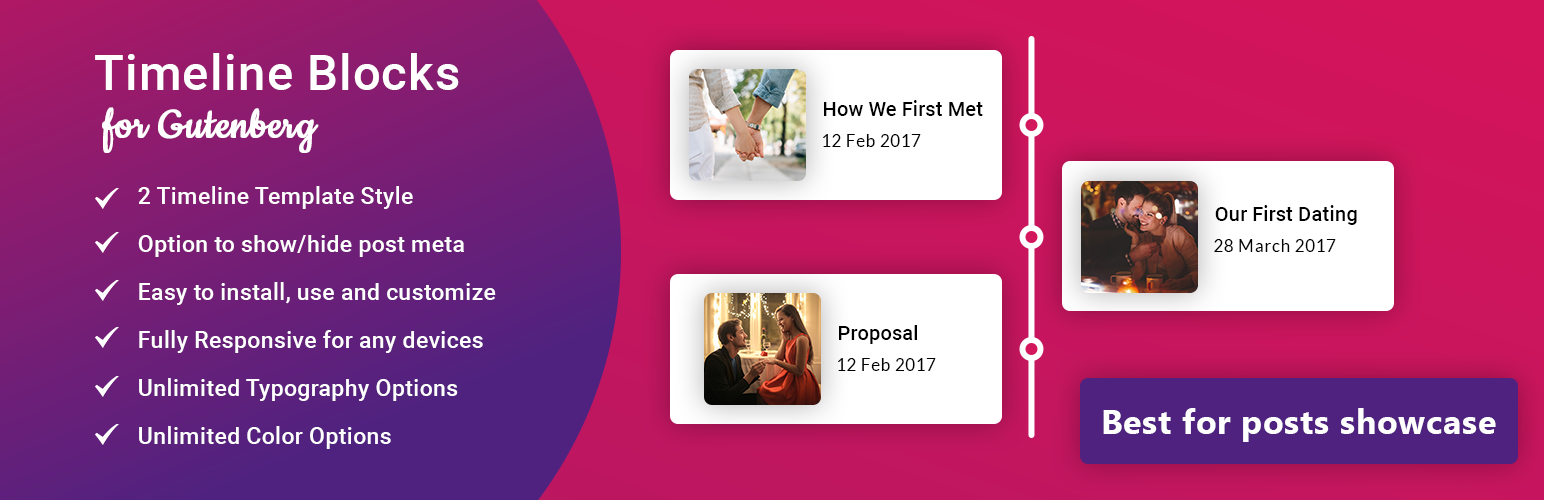 WordPress 外掛 Timeline Blocks for Gutenberg 的封面圖片。