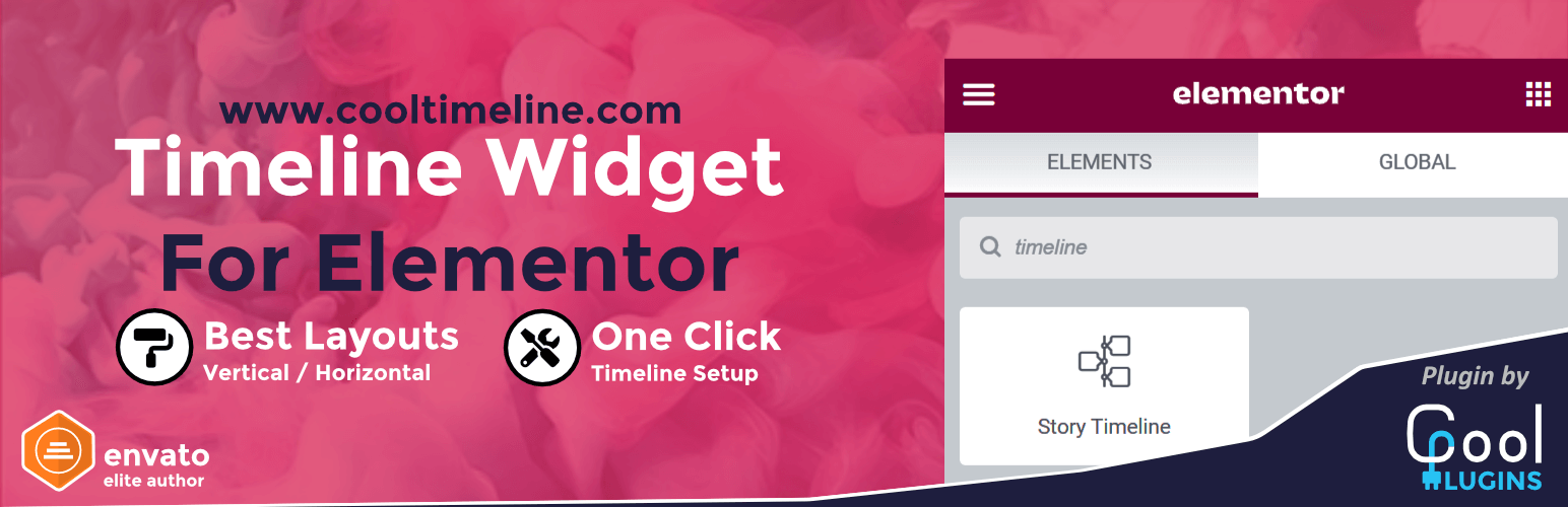 WordPress 外掛 Timeline Widget For Elementor (Elementor Timeline, Vertical & Horizontal Timeline) 的封面圖片。
