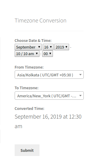 Timezone Conversion Widget