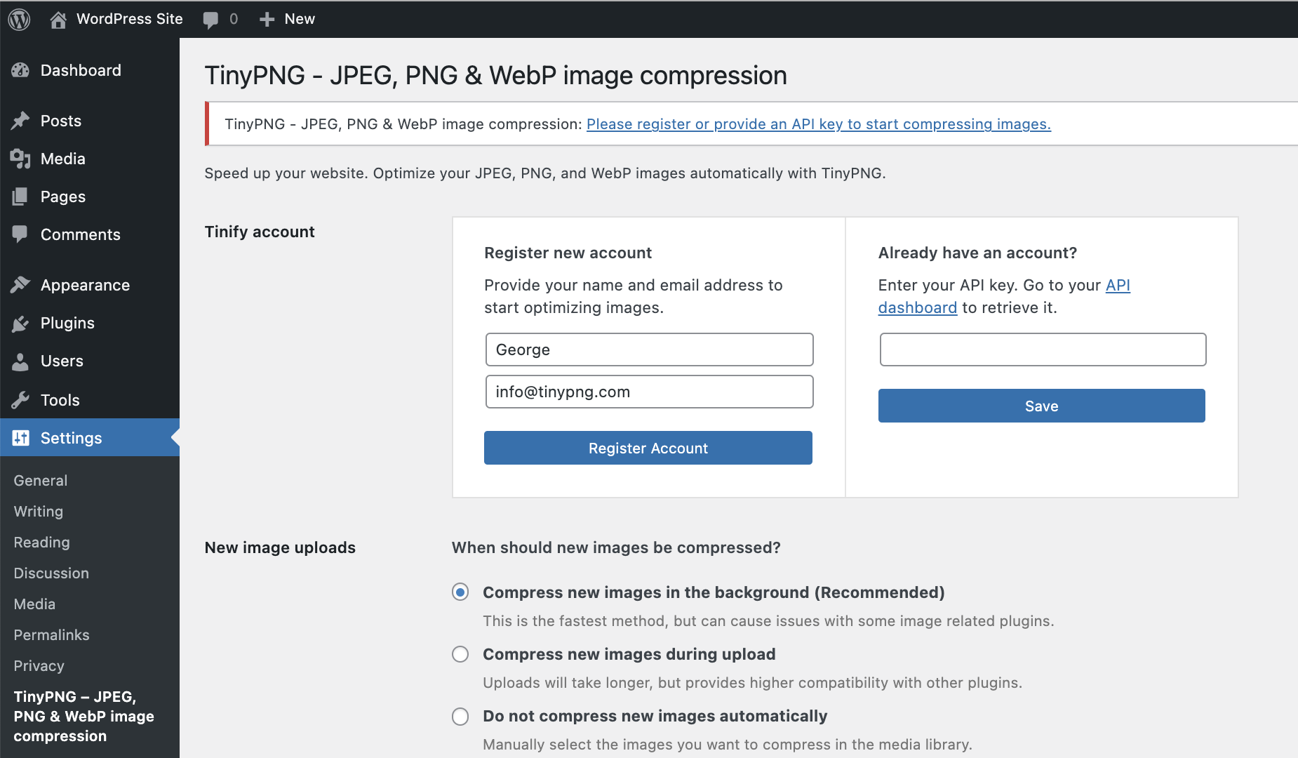 TinyPNG – JPEG, PNG & WebP image compression Screenshot