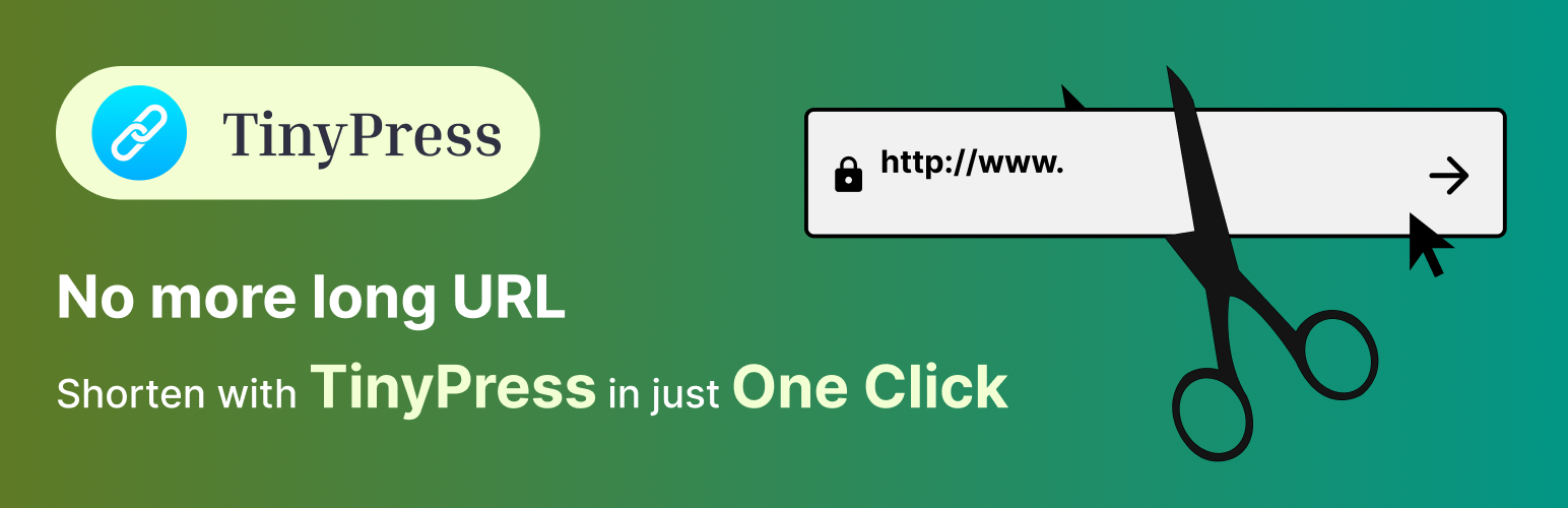 WordPress 外掛 tinyPress – Complete solution for Affiliate Links, Link Shortening, Link Tracking, Link Branding & Marketing 的封面圖片。