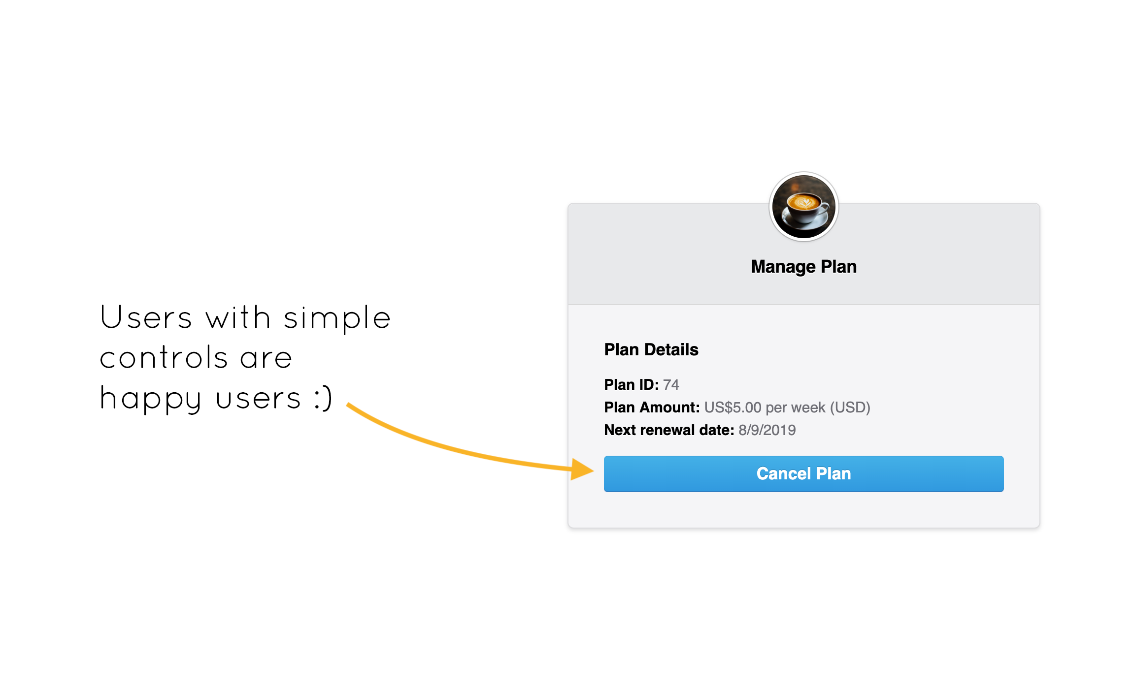 Beautiful and simple payment management dashboard for your users.