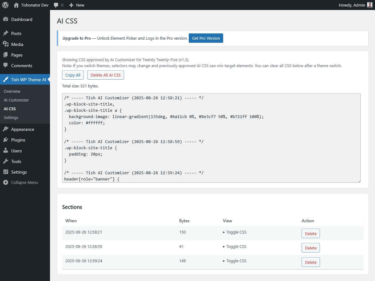 Tish WordPress Theme AI Customizer - Screenshot 3