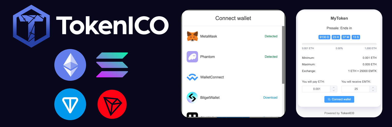 WordPress 外掛 Cryptocurrency (Token), Launchpad (Presale), ICO & IDO, Airdrop by TokenICO 的封面圖片。