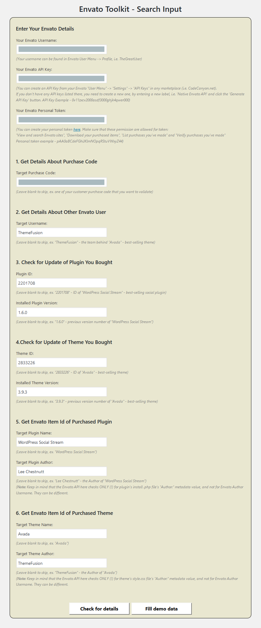 Envato Toolkit - Search input