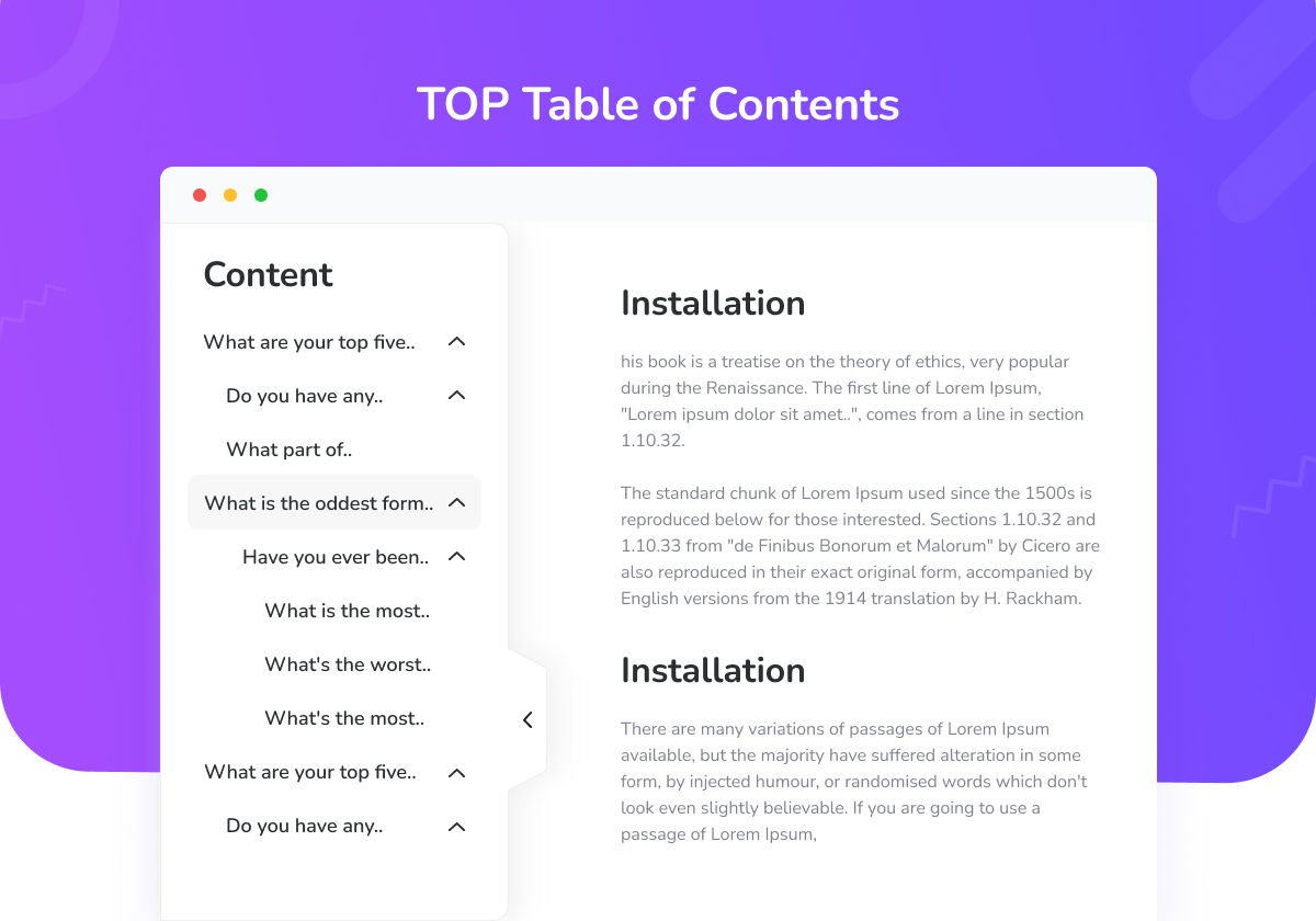 TOP Table Of Contents