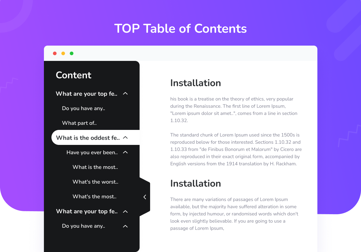 TOP Table Of Contents
