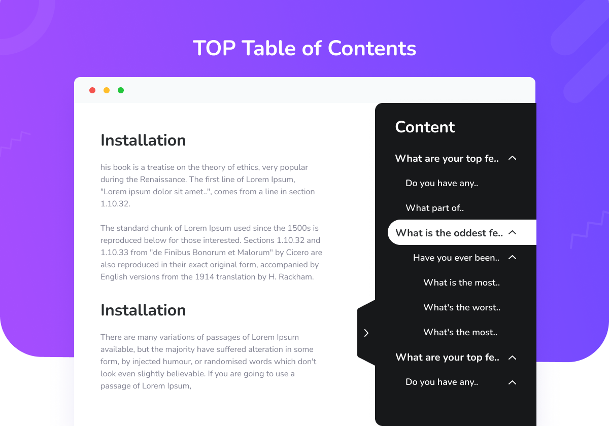 TOP Table Of Contents