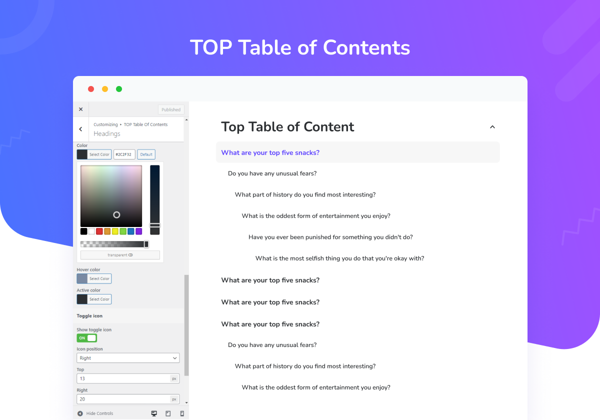 TOP Table Of Contents