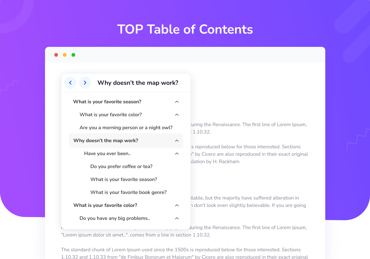 TOP Table Of Contents