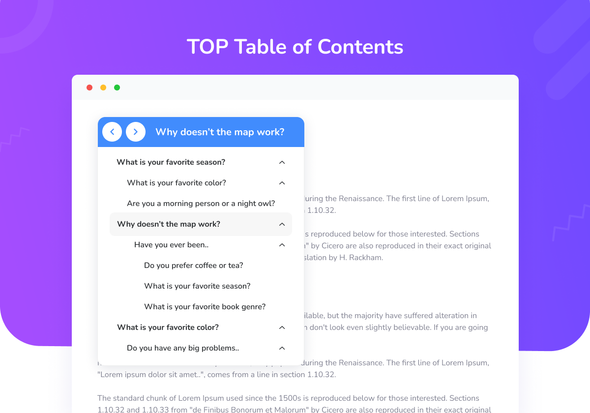 TOP Table Of Contents