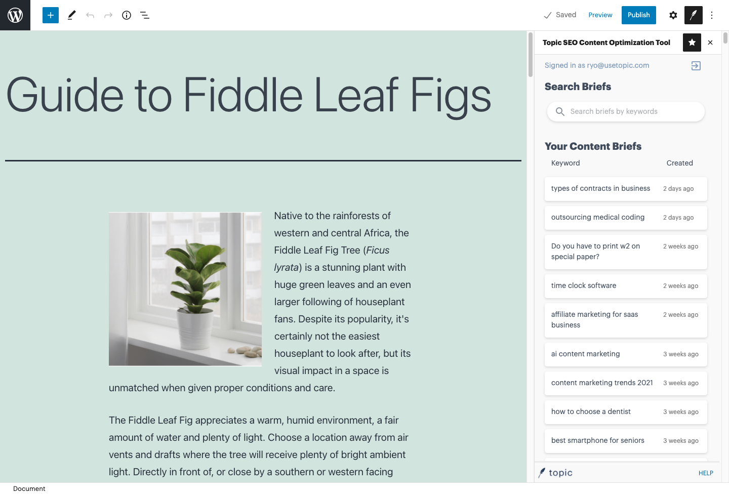 Choose the content brief that matches the post you are editing.