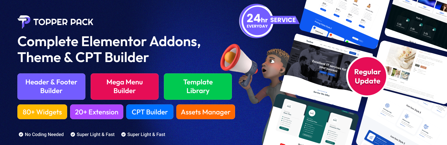 TopperPack – Complete Elementor Addons, Theme & CPT Builder