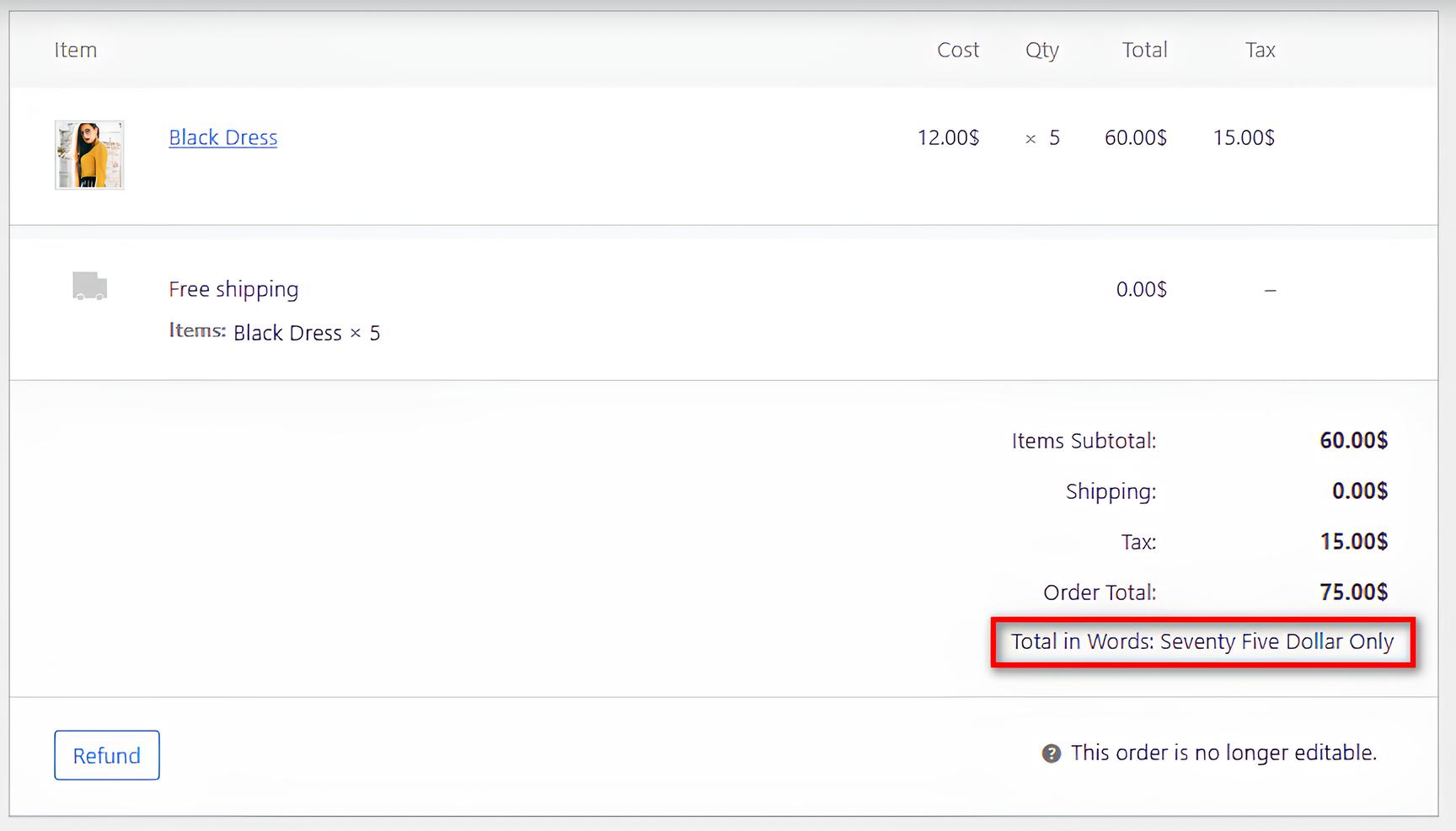 Total Price in Words for WooCommerce