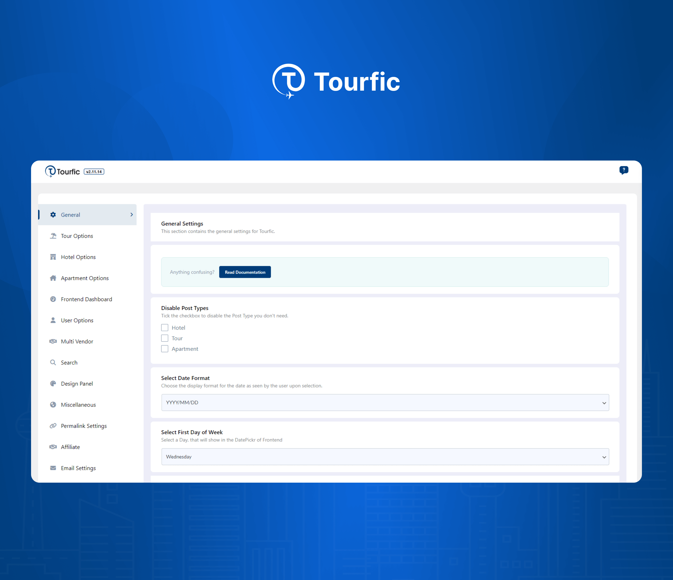 Tourfic Settings Panel