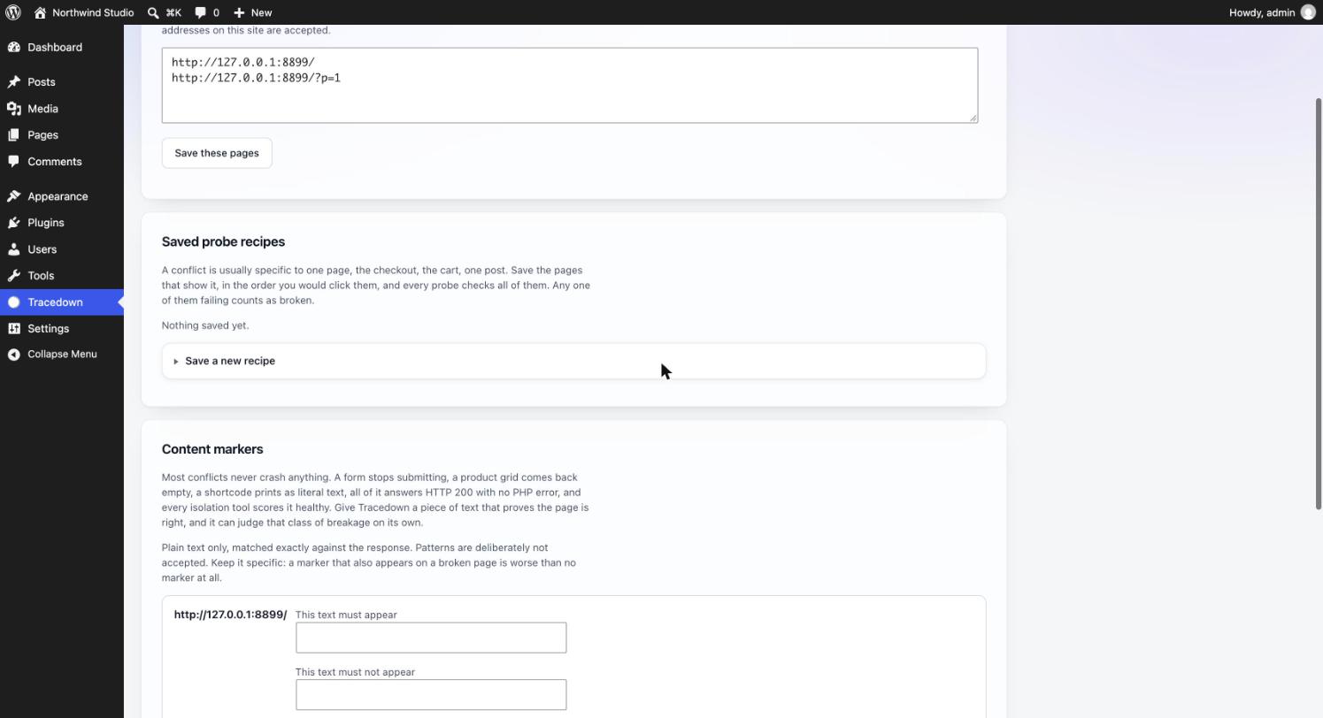 Content markers: a piece of text that proves a page is right, so a silent break is not scored as healthy.