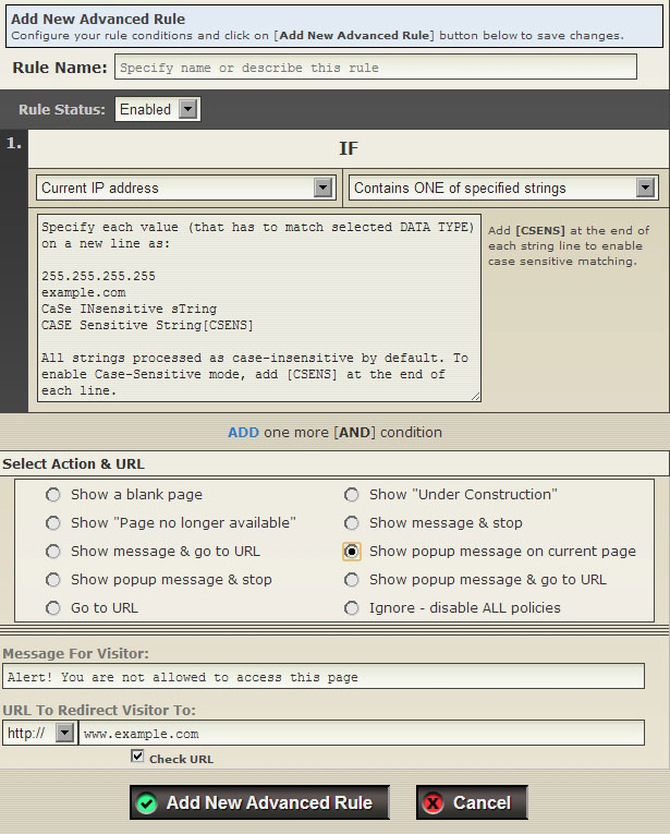 <p>The Integrated WordPress Page Tracker module allows controlling visitor traffic and redirecting visitors based on custom redirect and messaging rules.</p>