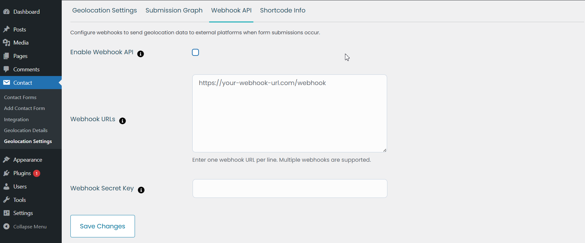 Screenshot 'screenshot-3.png' This area shows a detailed graph on the basis of submitted forms.