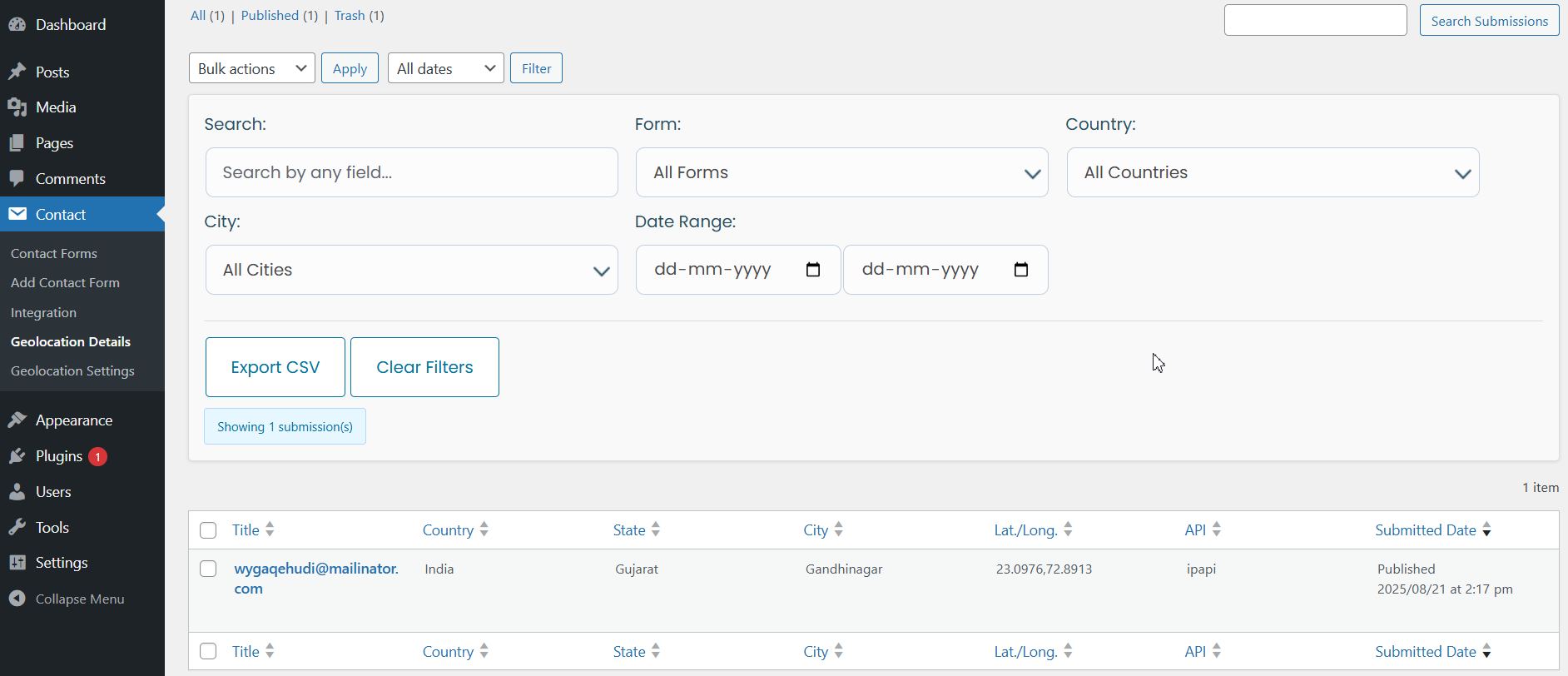 Track Geolocation Of Users Using Contact Form 7 - Screenshot 7