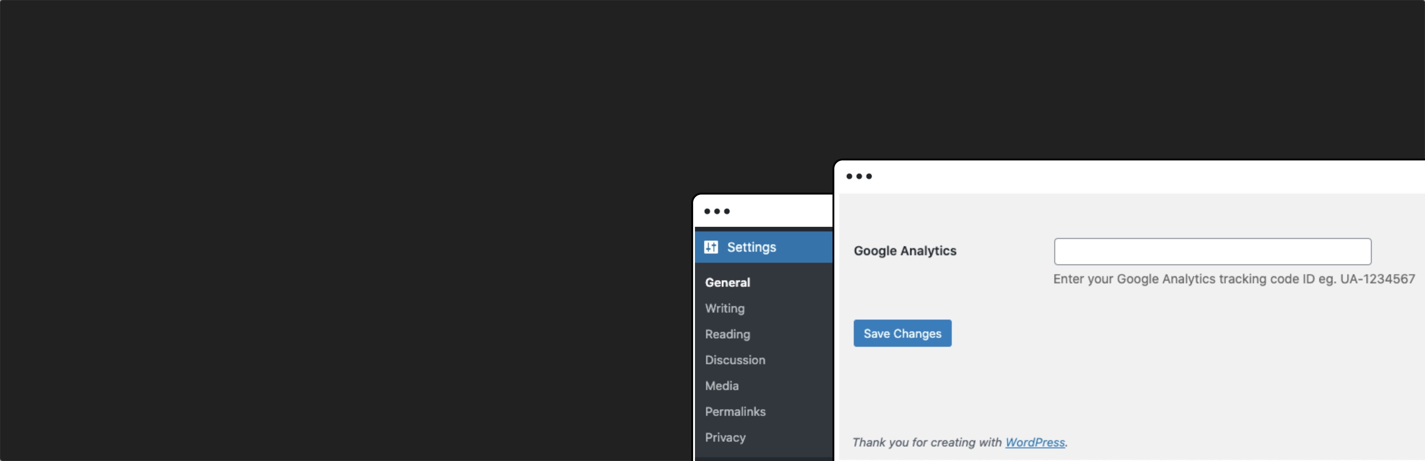 Tracking Code for Google Analytics