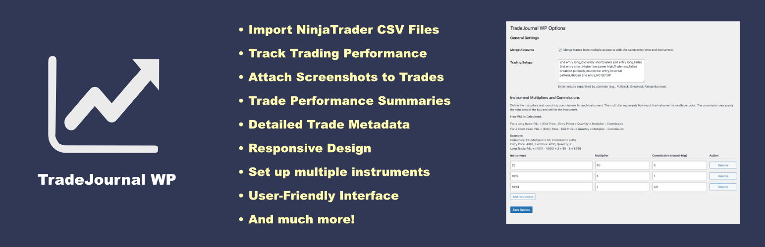 WordPress 外掛 TradeJournal WP 的封面圖片。