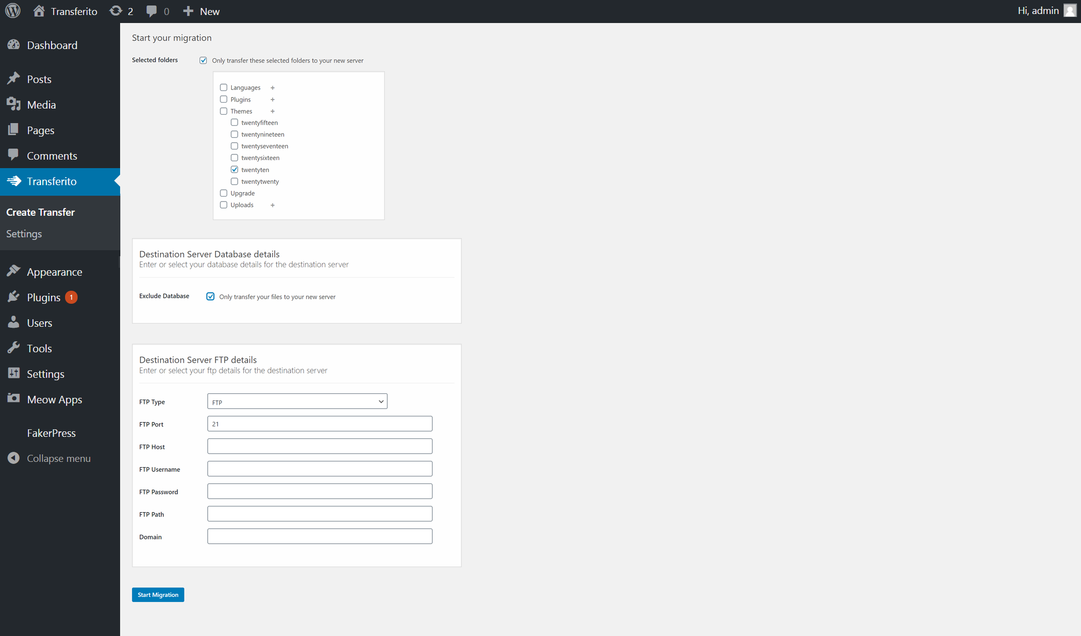 Select the folders you want to migrate